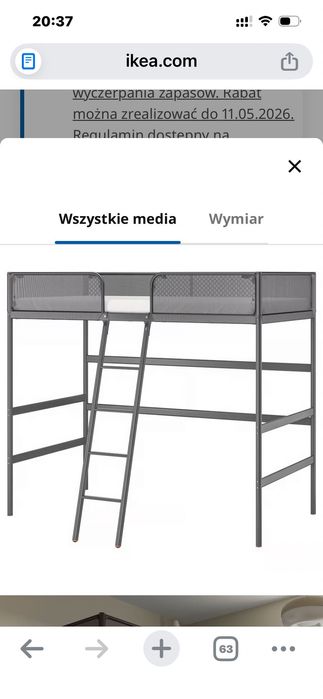 Łóżko piętrowe, metalowe bez materaca