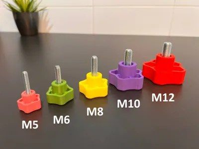 Звездообразные ручки для метрических винтов M5-M12 | 3D Печать