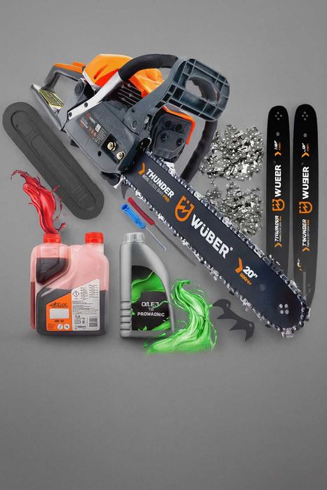 Piła spalinowa Pilarka do drewna Łańcuchowa 2 prowad + olej 2x łańc.