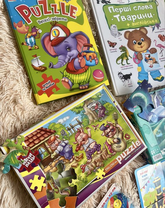 Набір розвиваючі дитячі книги пазли картки тваринки техніка абетка