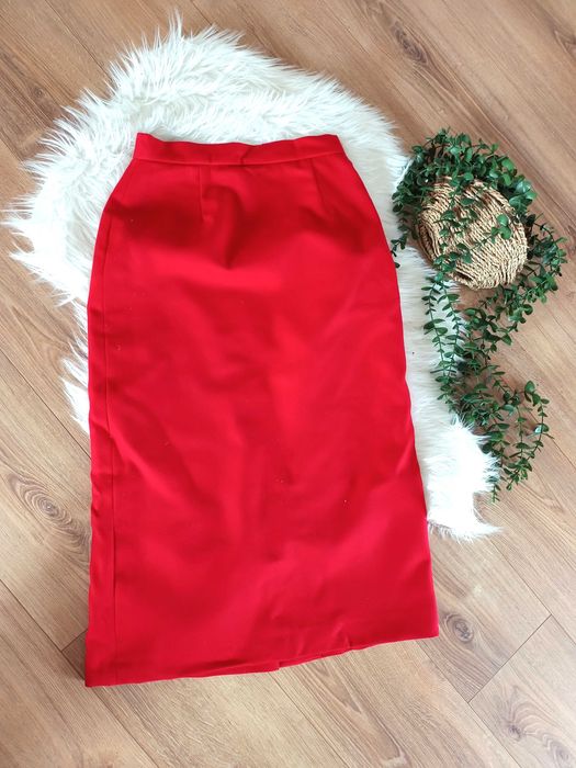 czerwona elegancka spódnica 36S 38M stara retro vintage midi klasyczna