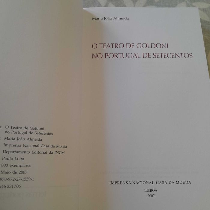 O Teatro de Goldoni no Portugal de Setecentos
