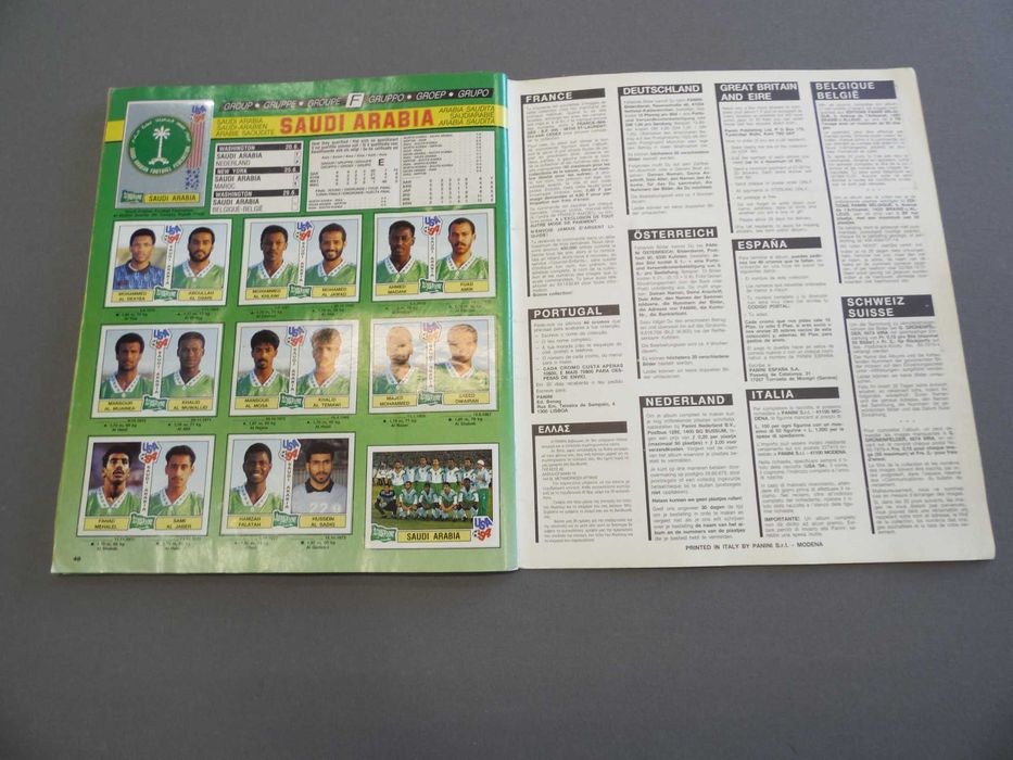 Caderneta completa Panini USA 94