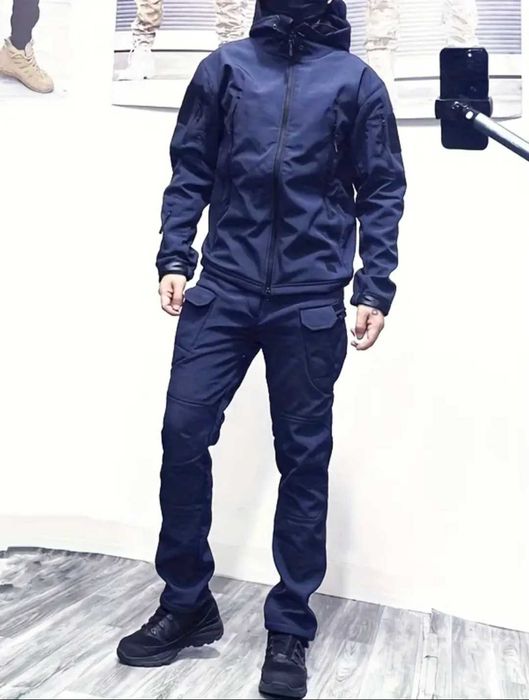 Форма софтшел тактична на флісі Великий розмір осінь зима