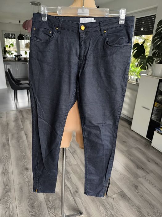 R.42 Stockh LM granatowe woskowane spodnie damskie