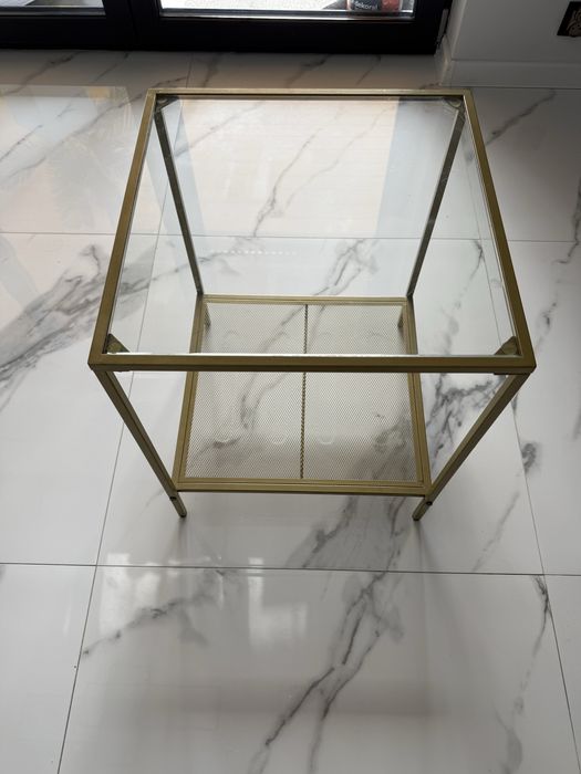 Zloty stolik lawa szklana gold glamour