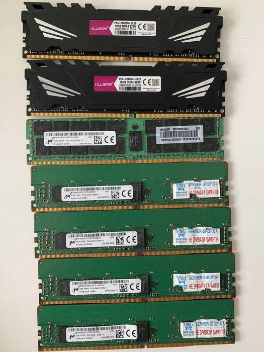 Cерверна оперативна памʼять DDR4 4GB 16GB 2133 2400 3200
