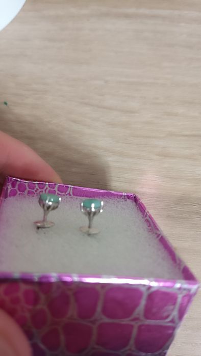 Смарагд изумруд пусети гвоздики серебро 925 серьги