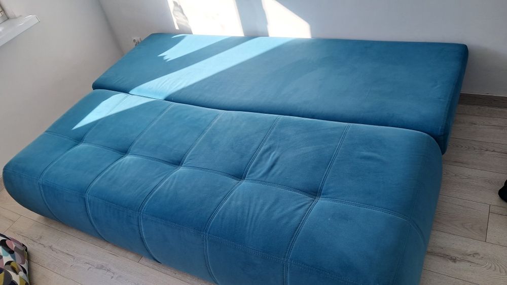 Łóżko / sofa rozkładana z pojemnikiem – turkusowe