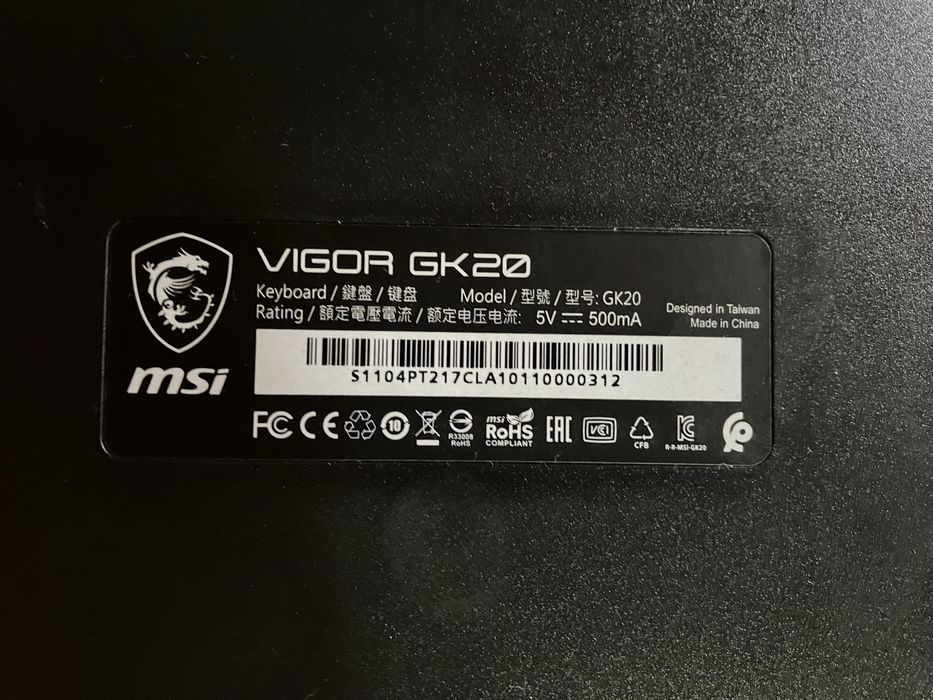 Teclado Gaming MSI GK20