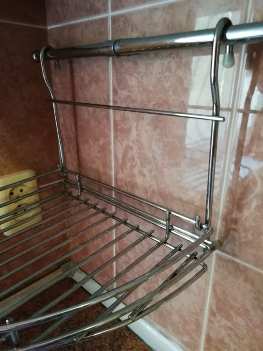 Навесная угловая полка на рейлинги для кухни