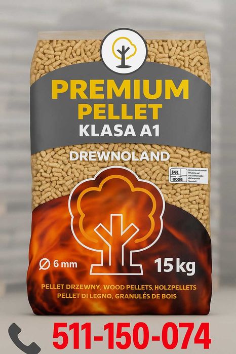 Opał, Pellet Premium iglasty 6 mm, certyfikat DIN PLUS A1, Wylewa