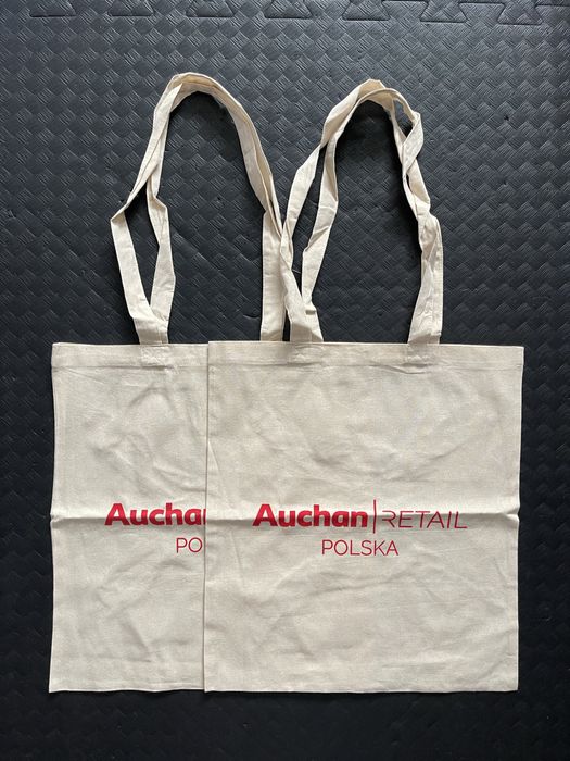 Dwie nowe torby płócienne materiałowe Auchan