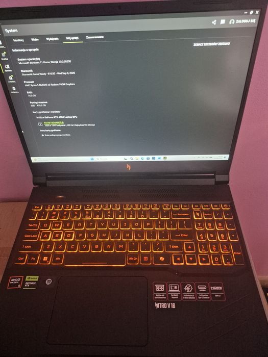 Laptop gamingowy acer nitro 16
