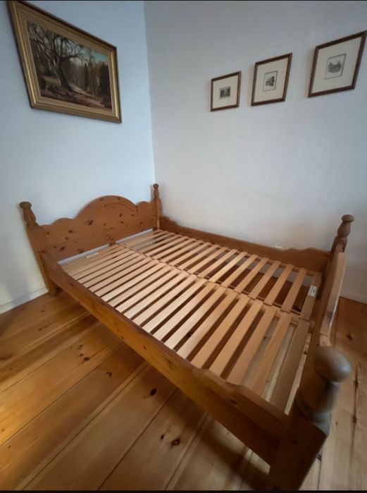 Piękne sosnowe łóżko 140x200 z materacem