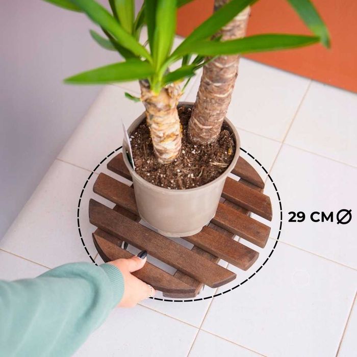 2x Podstawka pod doniczkę na kółkach, drewno, Ø 29 cm