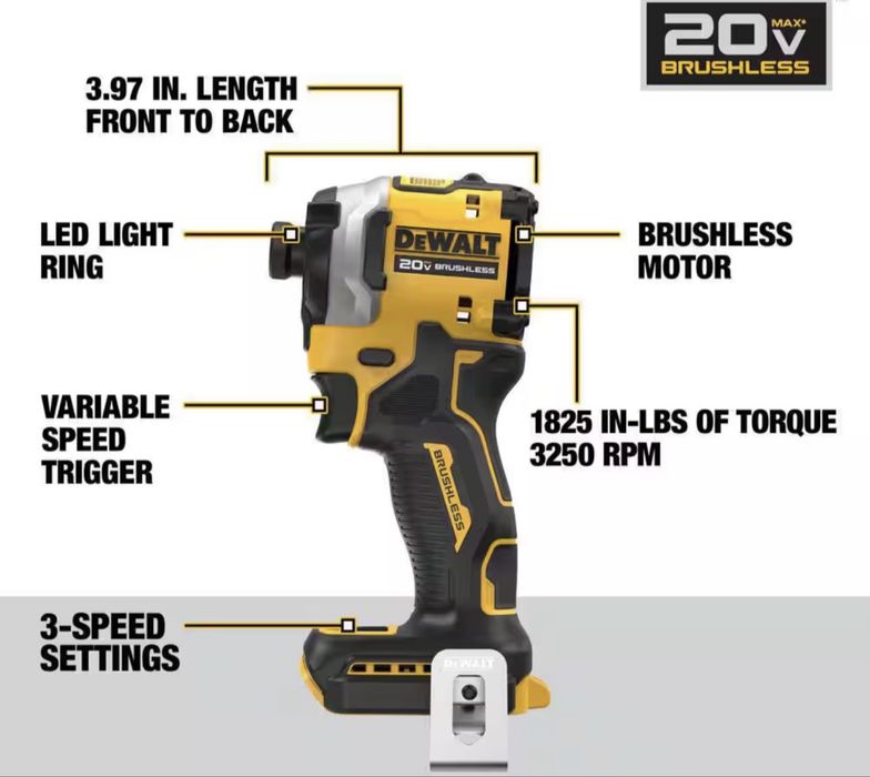 DeWALT DCK200D1P1 набір інструментів 20V MAX з дрилем та шуруповертом