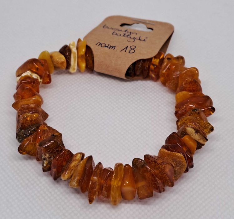 Bransoletka z bursztynu bałtyckiego sieczka polerowana koniakowa #206