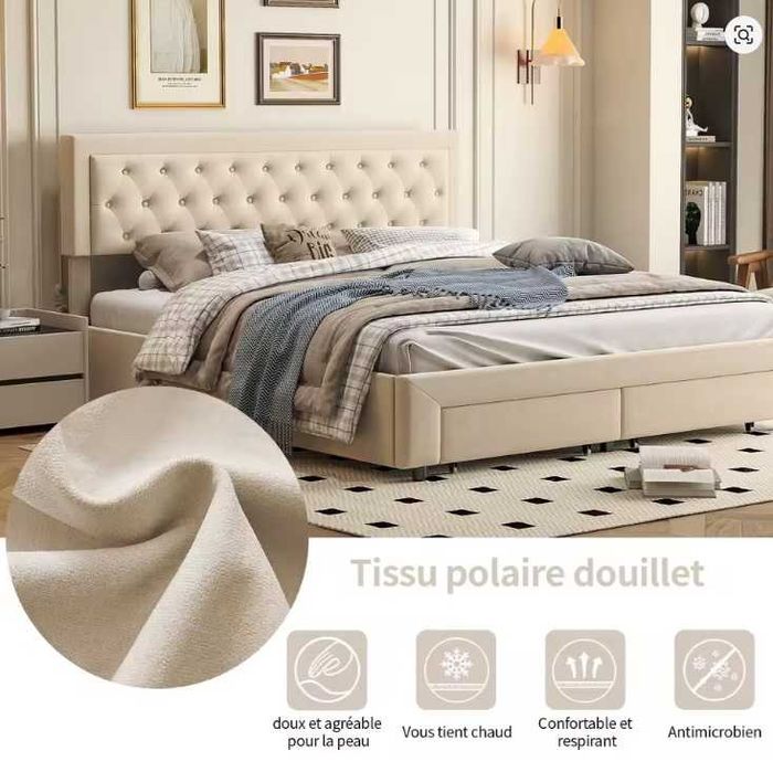 Cama nova de casal moderna c/ gavetas, hidráulica estofada 160 × 200 c