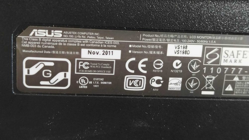 Monitor Asus VS198D 19 cali