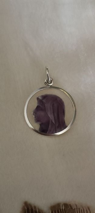 Medalha antiga em prata Nossa Senhora
