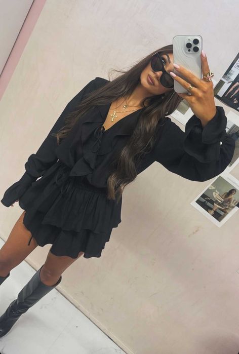 La milla komplet lamilla koszula plus spodenki czarny S