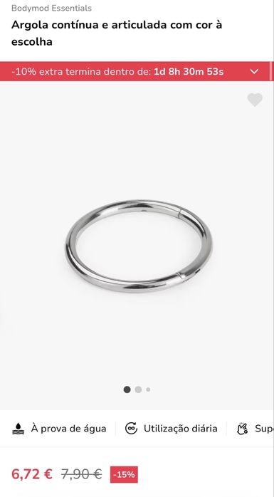 Piercing Argola em Aço Cirúrgico