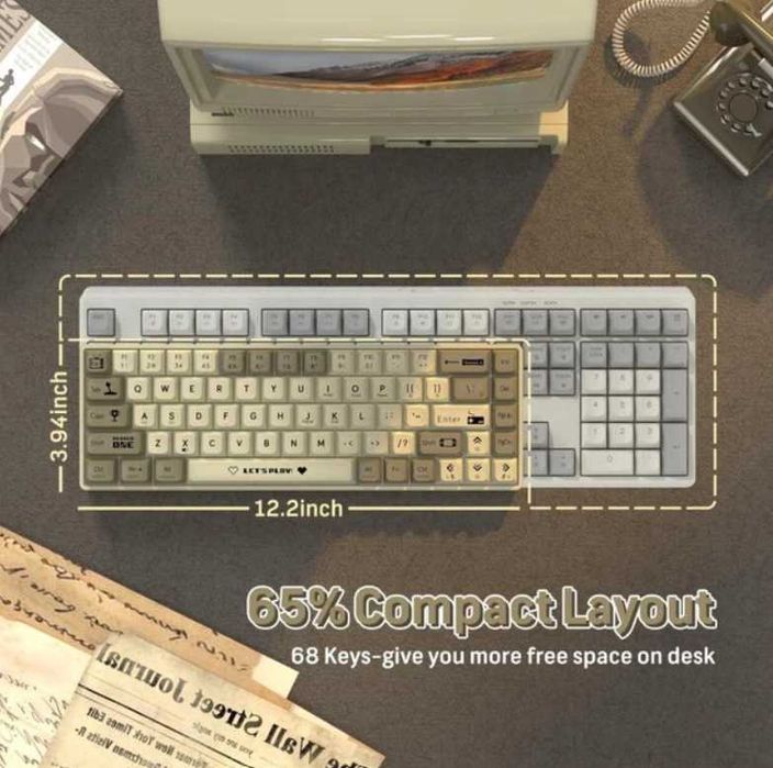 Клавіатура AJAZZ AK680 White-Grey Ігрова Дротова Механічна, RGB, Brown Switch