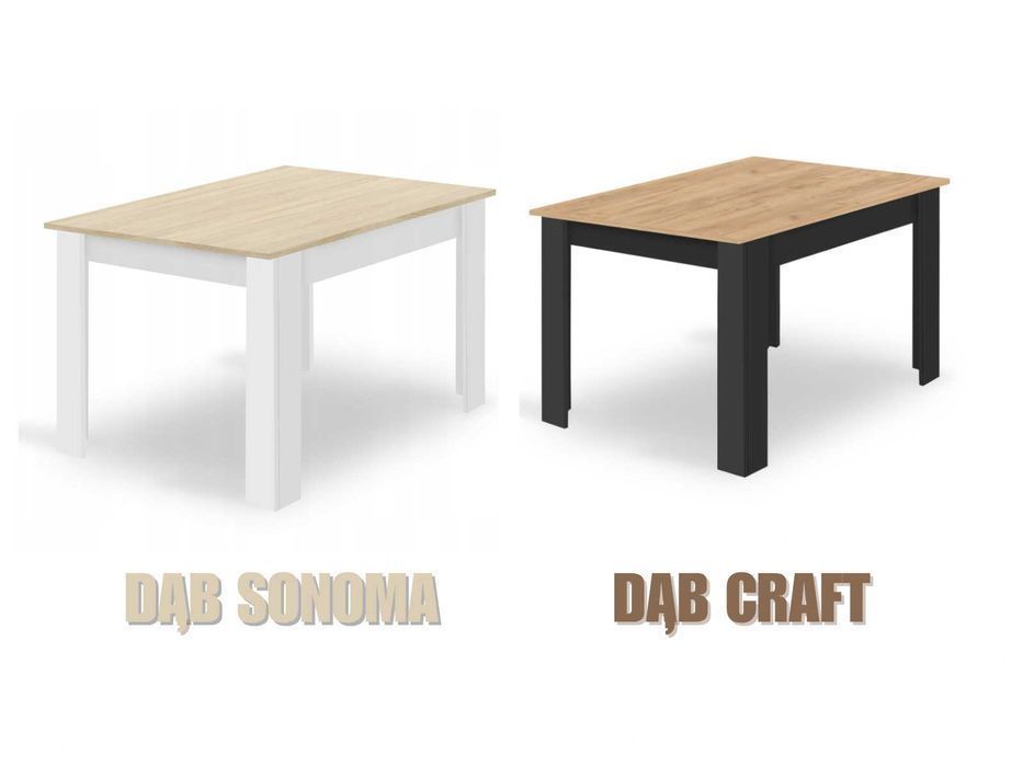 NOWY Stół z Krzesłami do Jadalni Kuchni Salonu Drewniany Craft Czarny