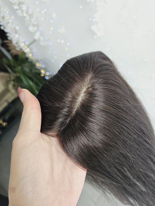 Topper z włosów naturalnych Natalia 50 cm imitacja skóry zagęszczenie