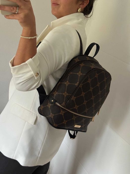 Plecak Synonyme Georges Rech duży brązowy elegancki skóra ekologiczna