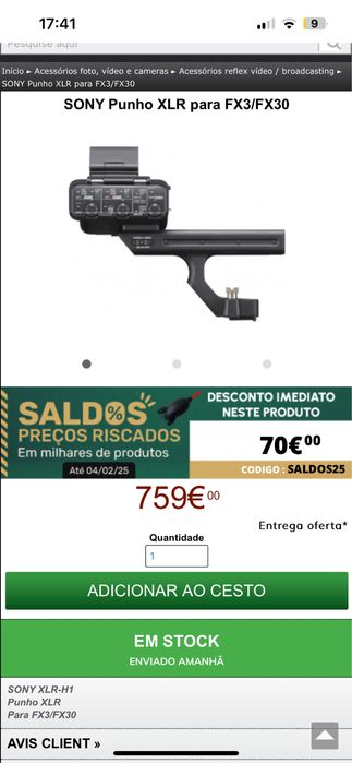 SONY Punho XLR para FX3/FX30