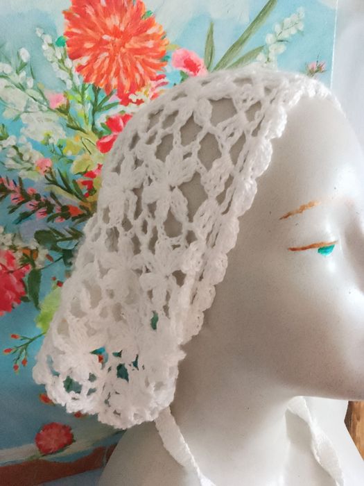 Wiosenna bandana ozdoby do włosów szydełkowa apaszka opaska chustka