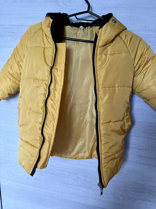 Kurtka jesienna/ zimowa dziewczęca r. 98/ 104, żółty płaszczyk/ parka