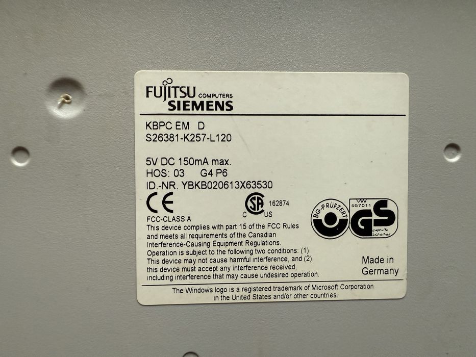 Klawiatury Fujitsu Siemens KBPC EM D | Retro | Mechaniczne | 2 sztuki