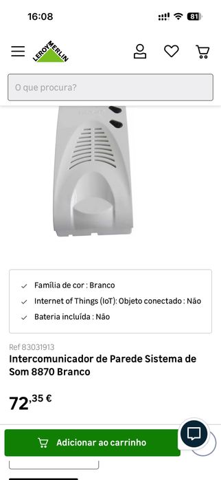 Intercomunicador de parede ELVOX 8870 (pouco uso)
