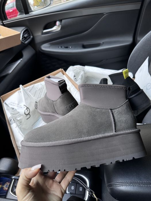 Ugg dipper platform 36 сірі і чорні угг 37 на платформі