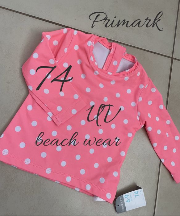 Nowa Primark koszulka plazowa UV groszki 74