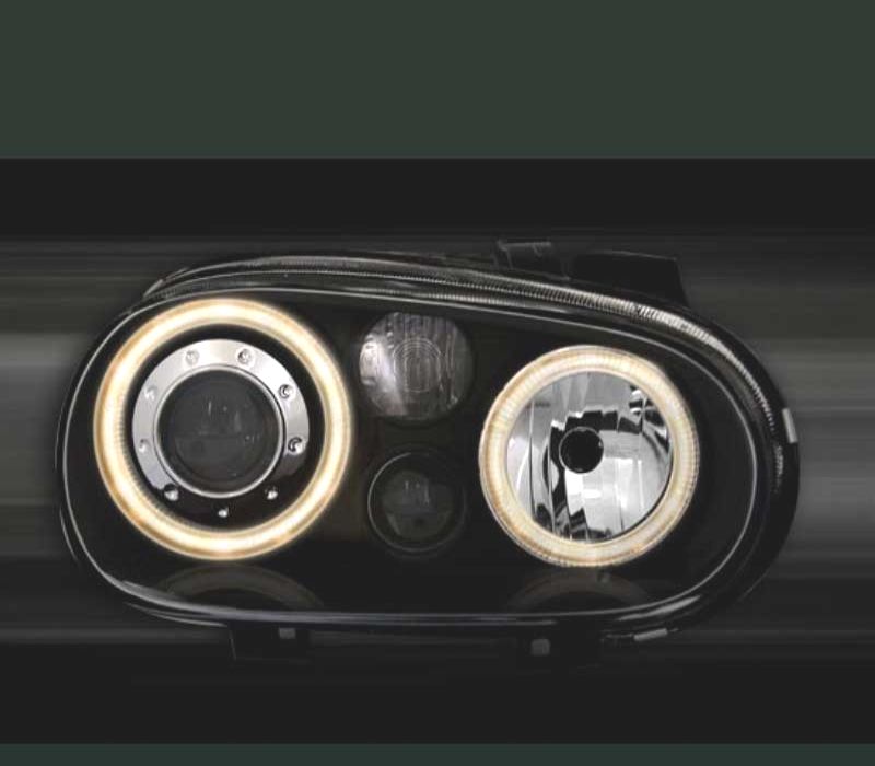 FARÓIS VOLKSWAGEN VW GOLF 4 ANGEL EYES LOOK R32 FUNDO NEGRO
