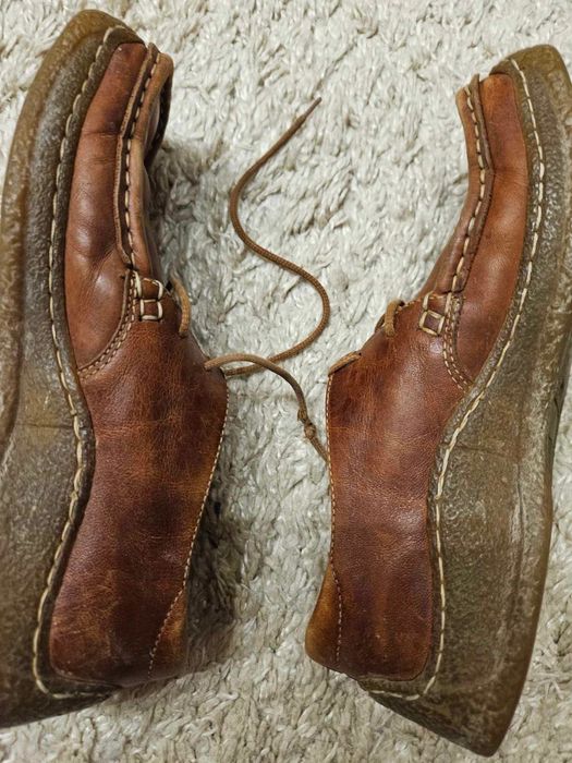Skórzane brązowe buty 36 znoszone mokasyny