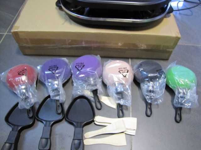 Grill do raclette wok płyta do smażenia 1200W z 6 patelni OneConcept