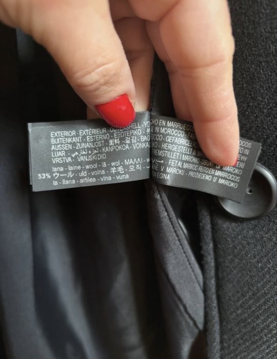 Płaszcz czarny, zara, wełna, rozm. S/M, Zara, nowy wełniany