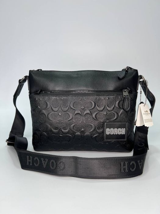 Чоловіча шкіряна сумка через плече коач/Мужская кожаная сумка Coach