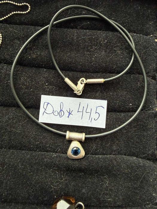 Кольє чокер кулони на шнурках - срібло