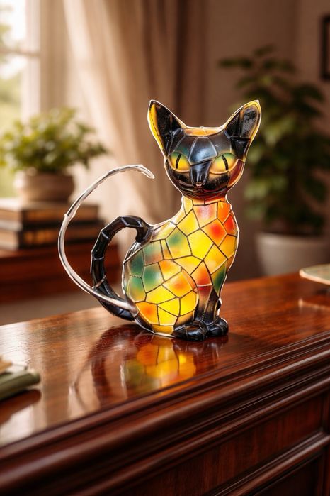 Luminária de Mesa Gato em Resina