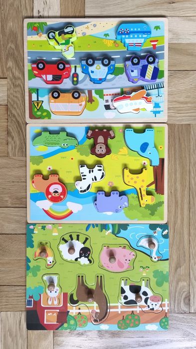 Zestaw Drewniane puzzle dla małego dziecka