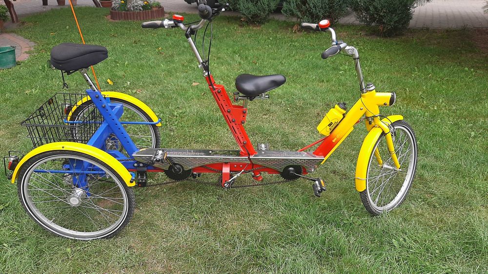 Rower tandem trzykołowy