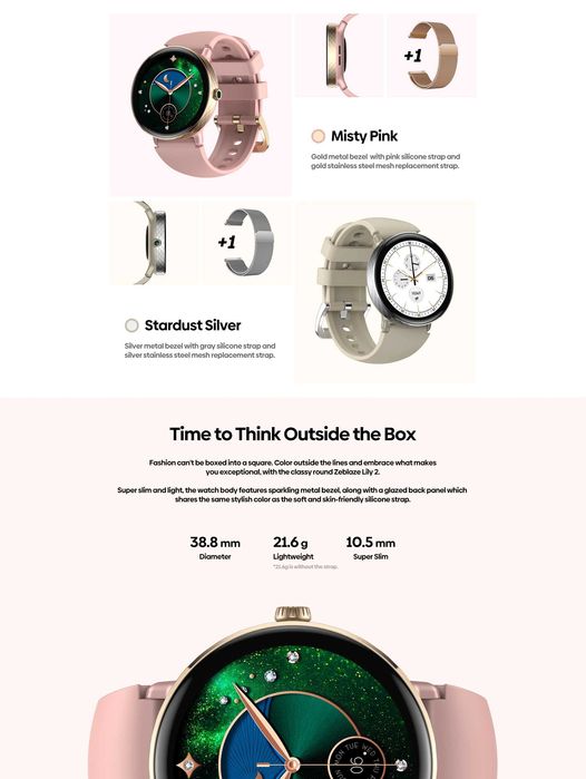 Smartwatch Zeblaze Lily 2 - róż/złoto