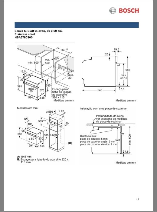 Forno Bosch Série 6 HBA5780S00 – Pirolítico – Excelente Estado