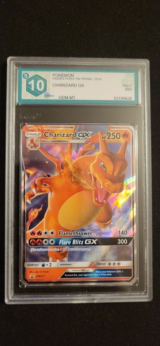Carta Slab graded 10 Original Rara Charizard GX